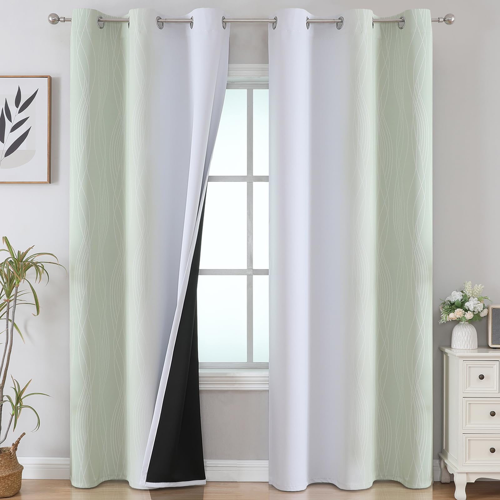 Estelar Textiler Ombre Blackout Curtains for Bedroom 2 Panels Set