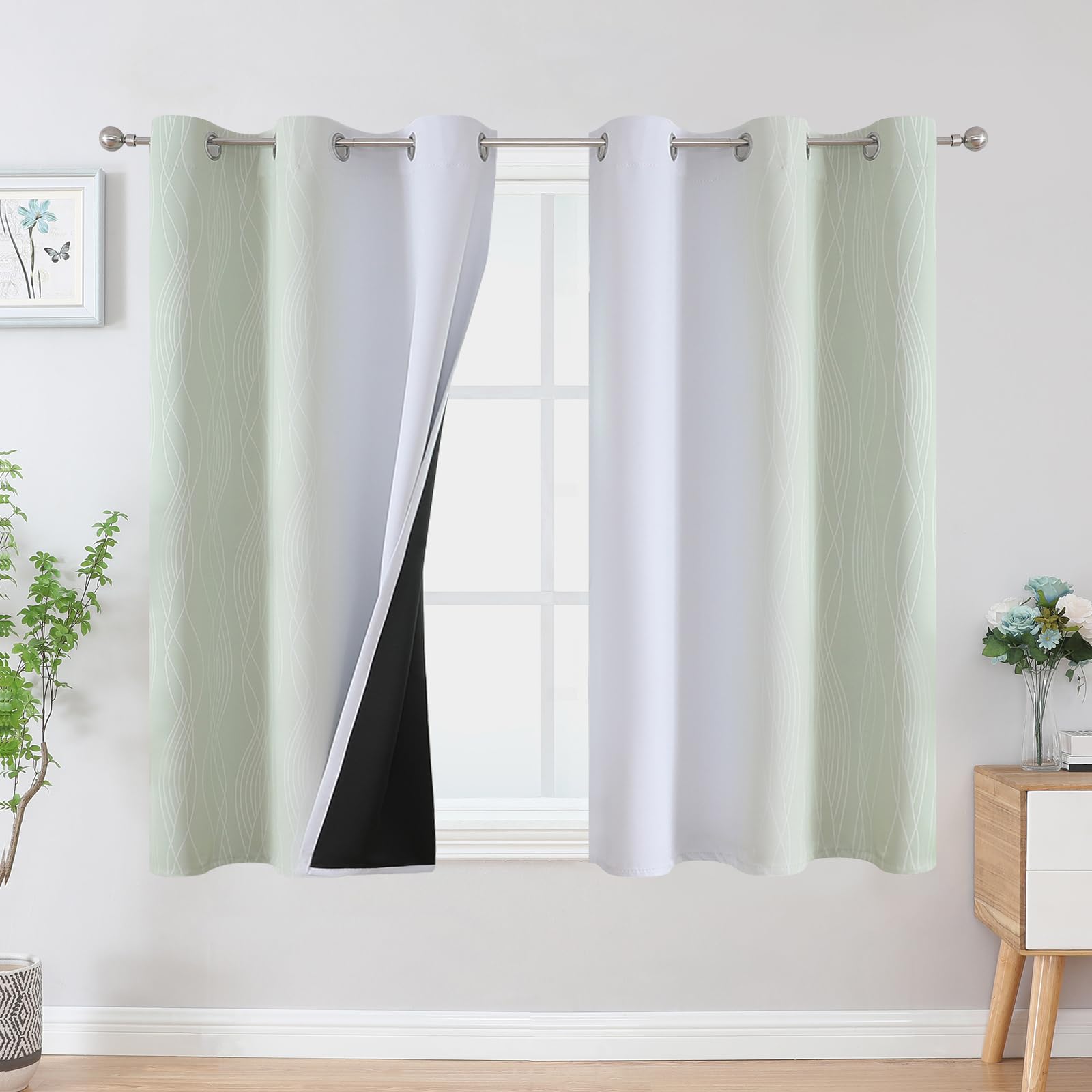 Estelar Textiler Ombre Blackout Curtains for Bedroom 2 Panels Set