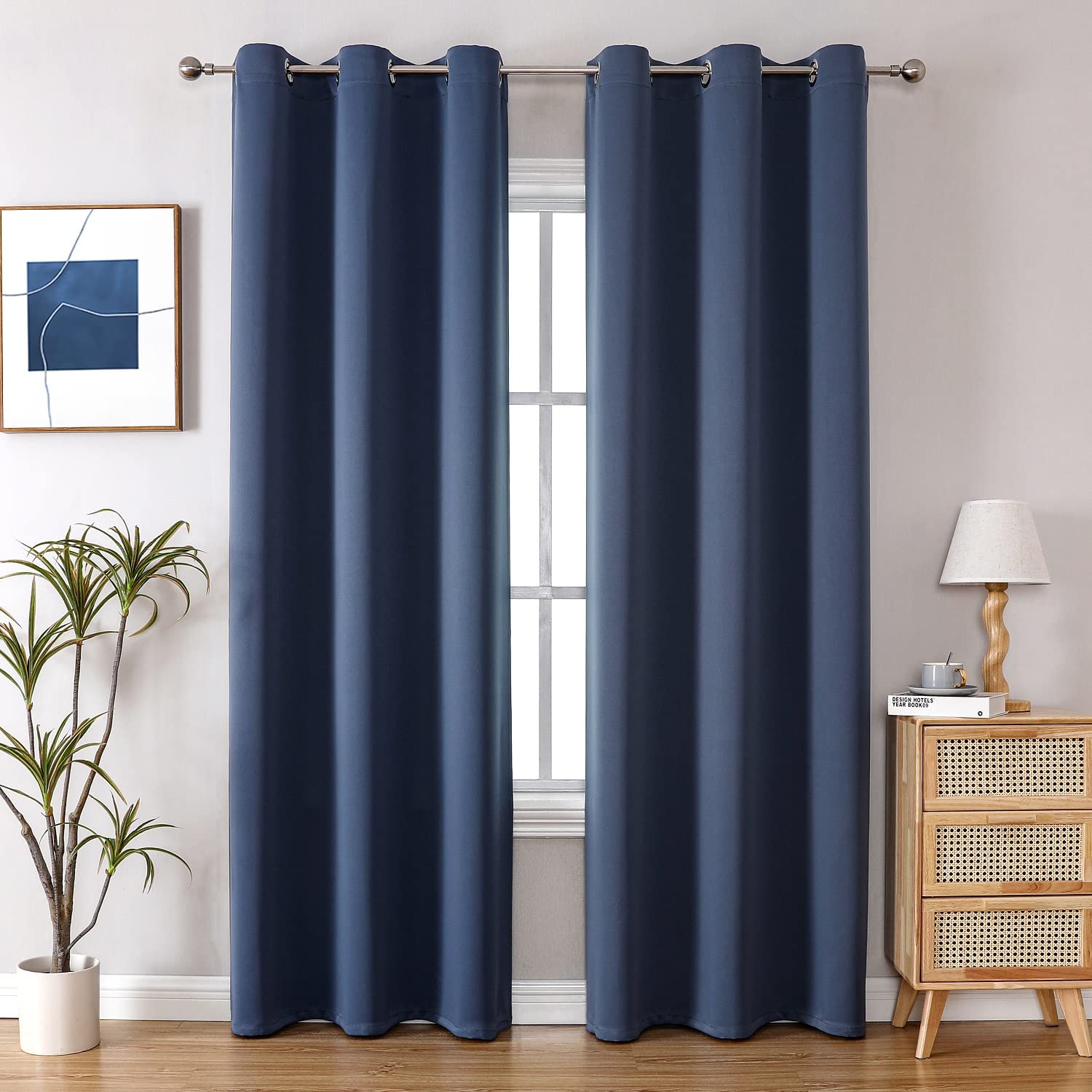 Grommet Blackout Curtains Set for Bedroom & Living Room