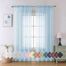 Airy Sheer Voile Curtains Set for Living Room & Bedroom