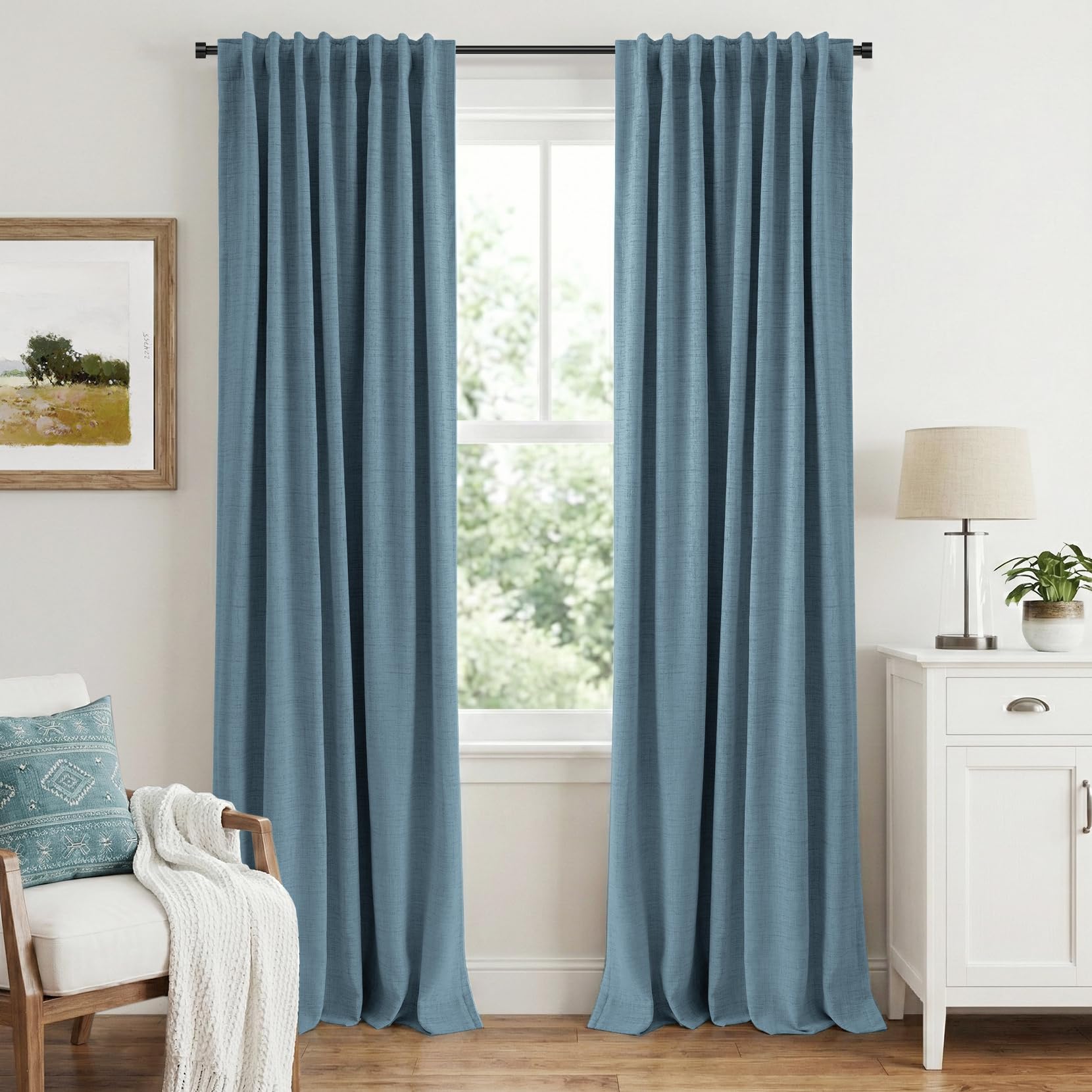 100% Blackout Linen Curtains for Bedroom