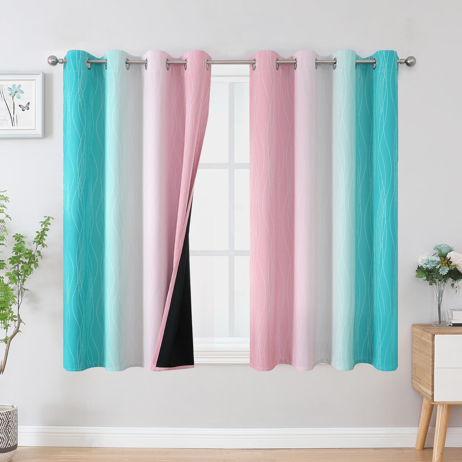 Estelar Textiler Ombre Blackout Curtains for Bedroom 2 Panels Set
