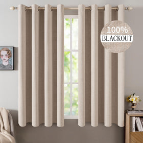 100% Blackout Linen Curtains for Bedroom & Living Room
