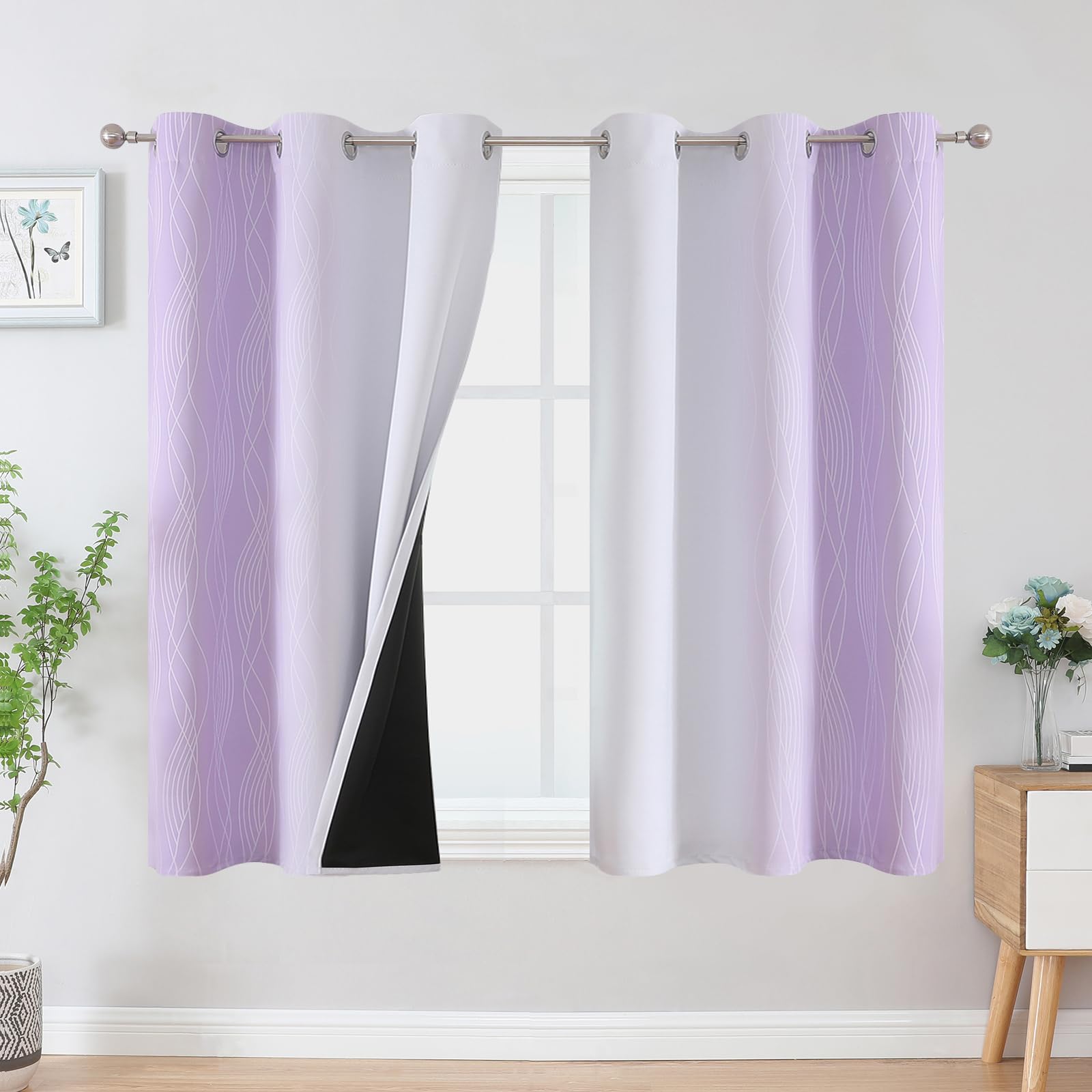 Estelar Textiler Ombre Blackout Curtains for Bedroom 2 Panels Set