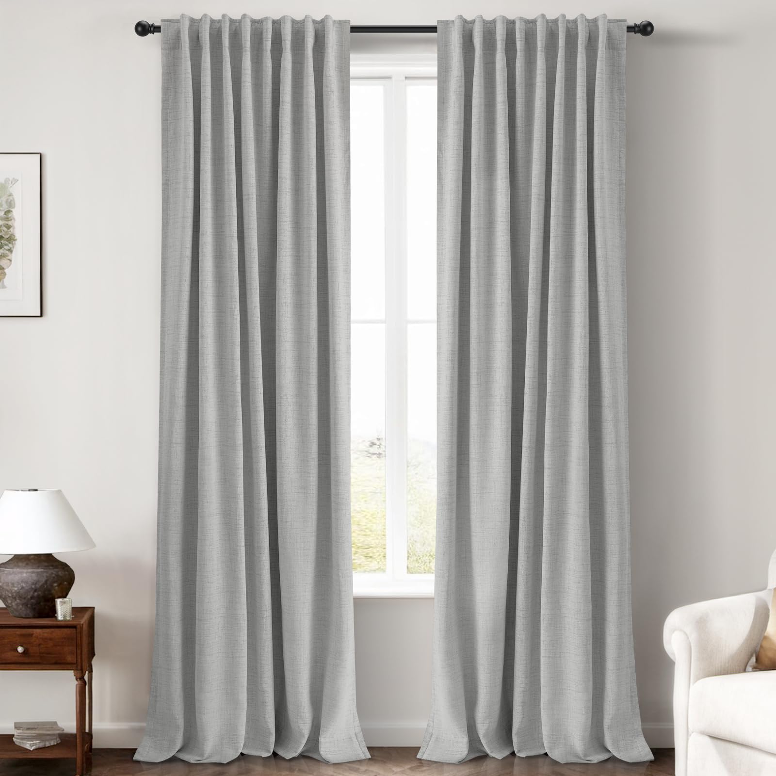 100% Blackout Linen Curtains for Bedroom