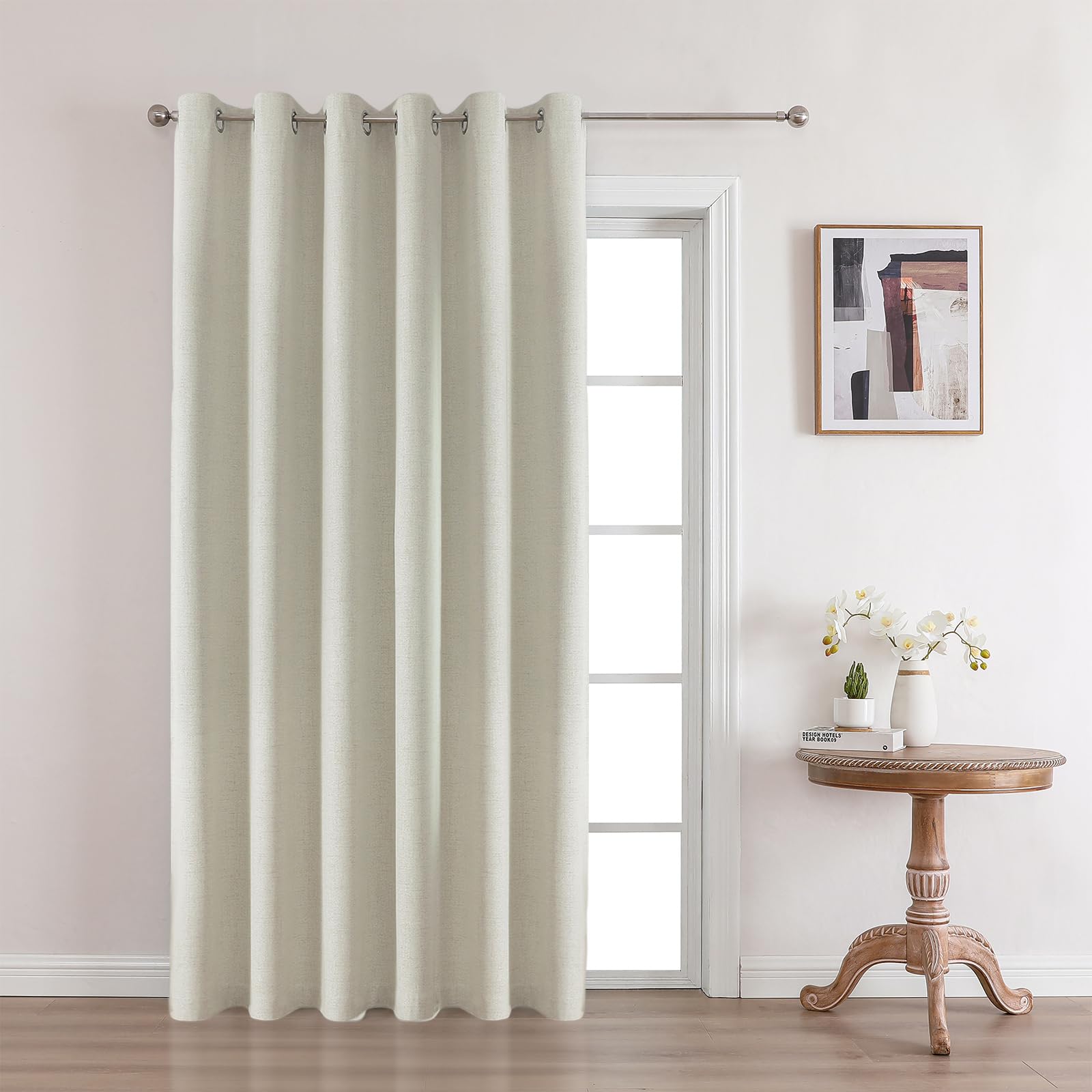 Joydeco 52 Inch Wide Bedroom 100% Faxu Linen Textured Privacy Curtains