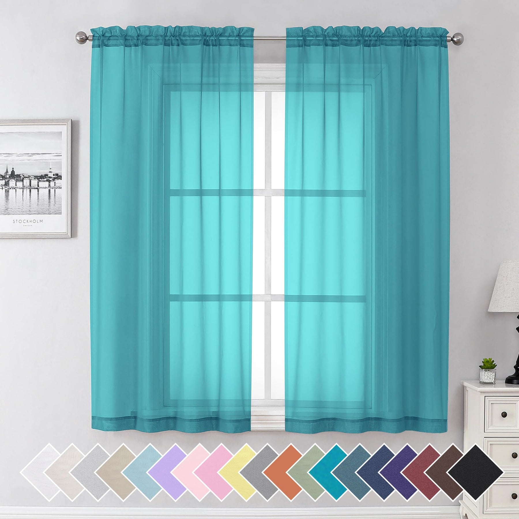 Airy Sheer Voile Curtains Set for Living Room & Bedroom
