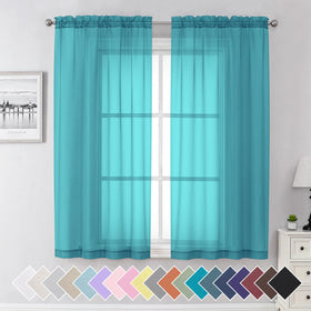Airy Sheer Voile Curtains Set for Living Room & Bedroom