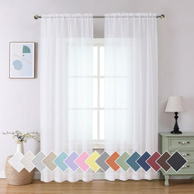 Airy Sheer Voile Curtains Set for Living Room & Bedroom