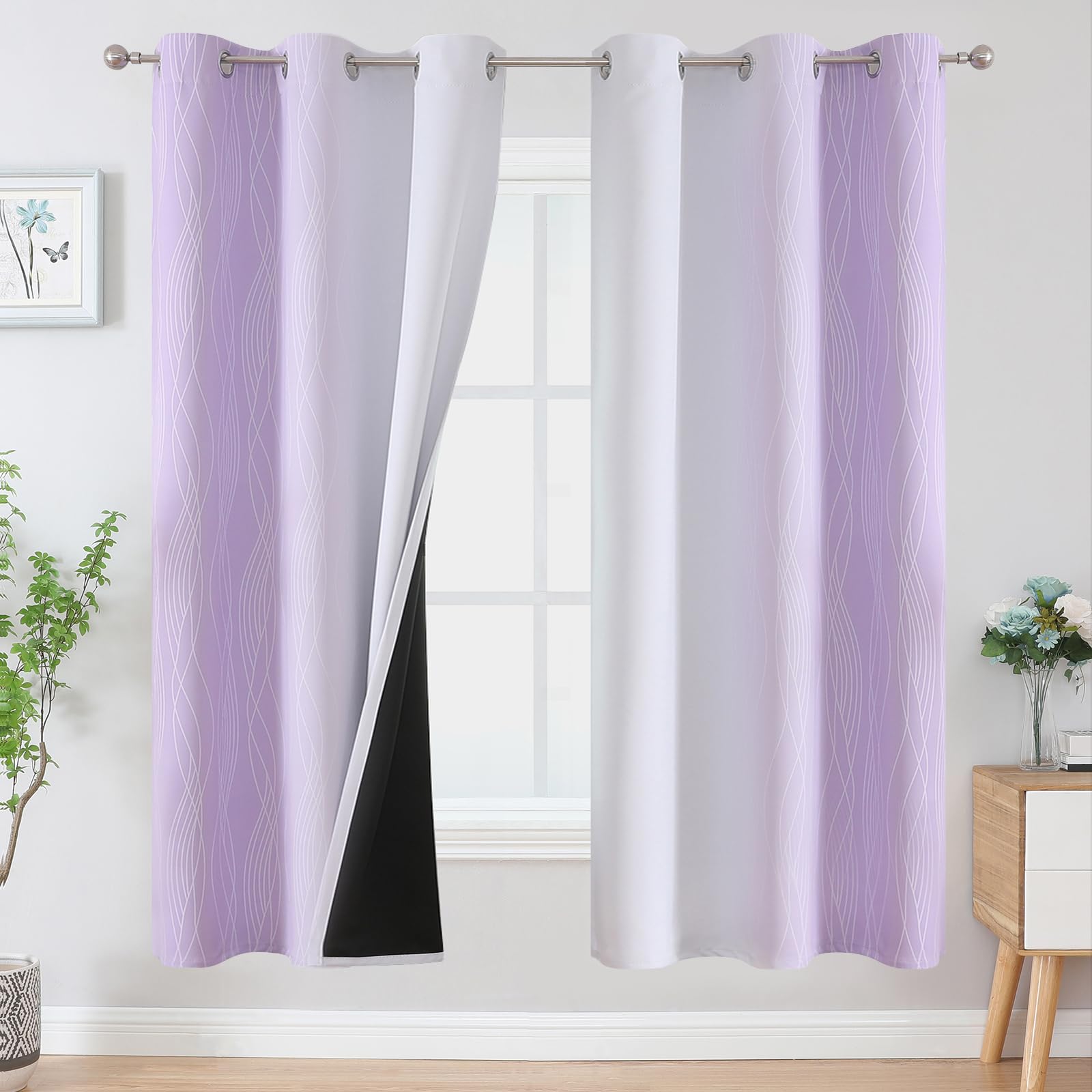 Estelar Textiler Ombre Blackout Curtains for Bedroom 2 Panels Set