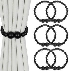 Boho Wood Bead Magnetic Curtain Tiebacks