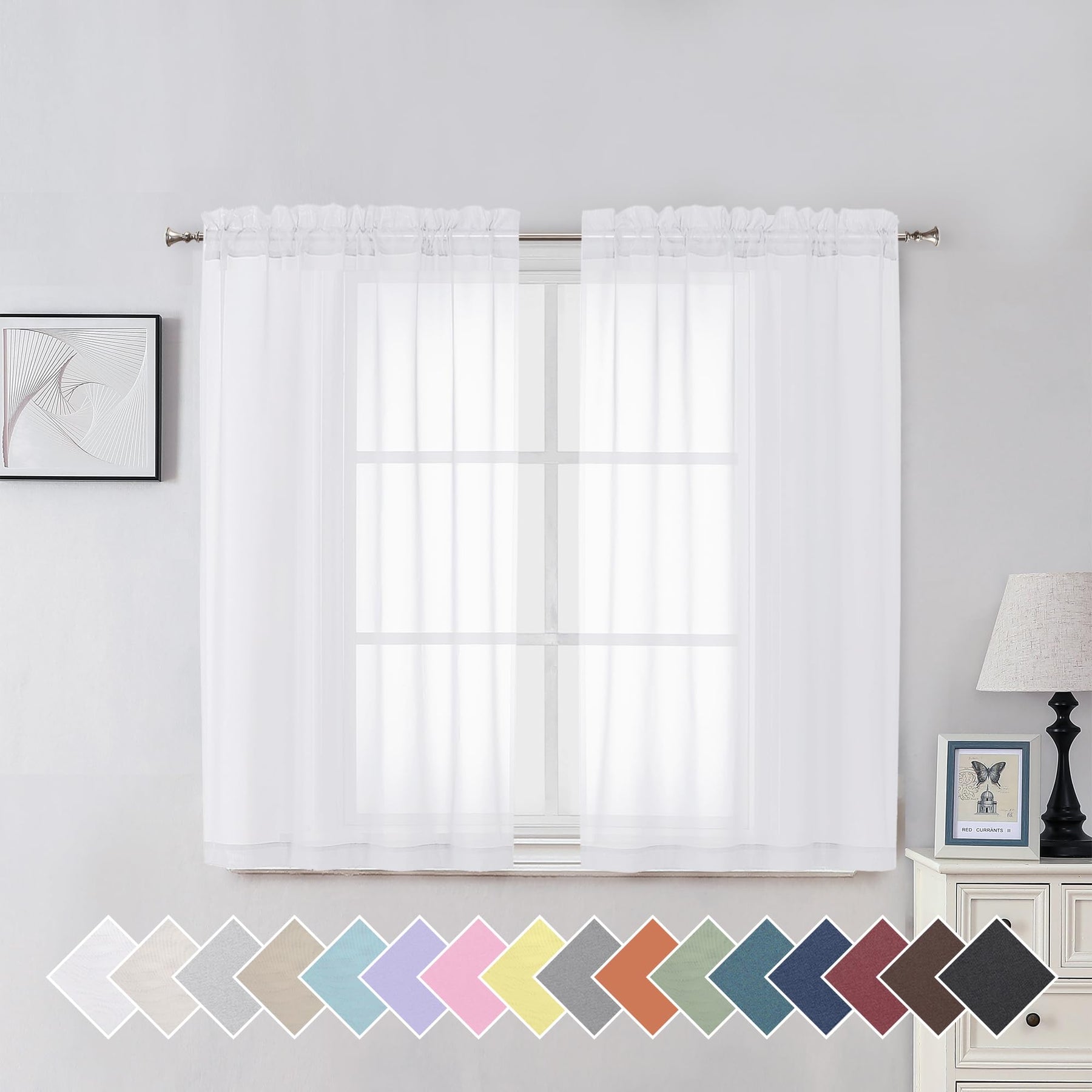 Airy Sheer Voile Curtains Set for Living Room & Bedroom