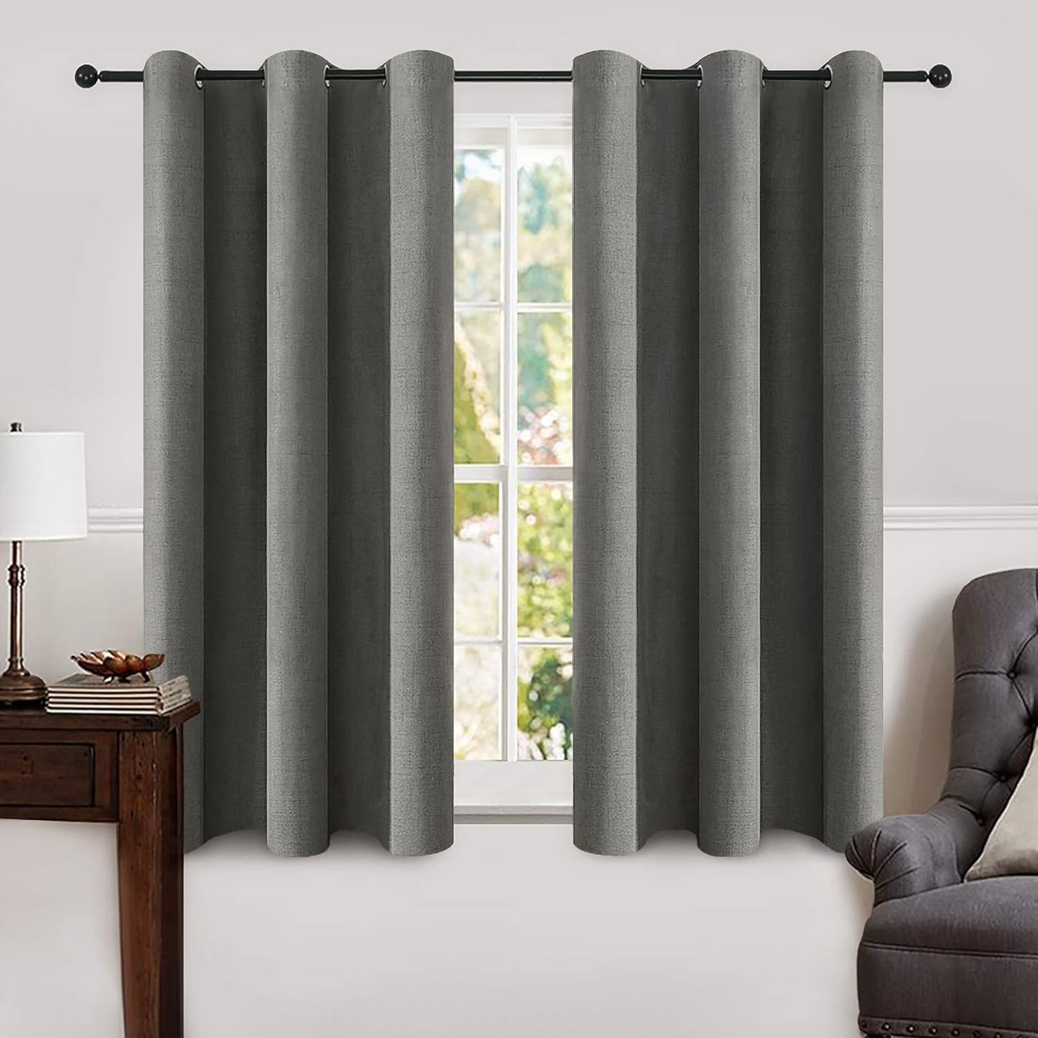 100% Blackout Linen Curtains for Bedroom & Living Room