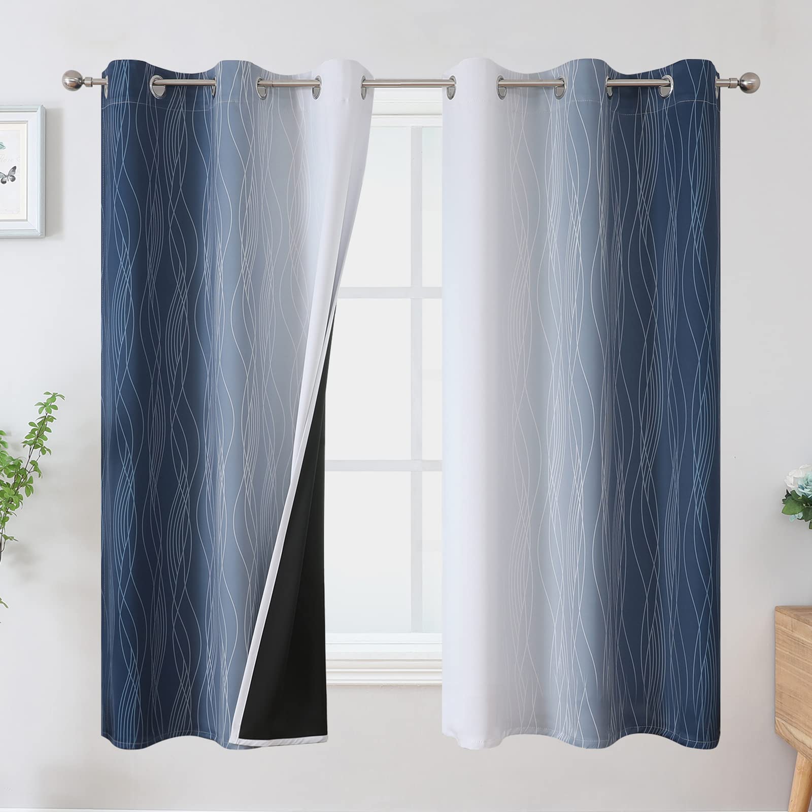 Estelar Textiler Ombre Blackout Curtains for Bedroom 2 Panels Set