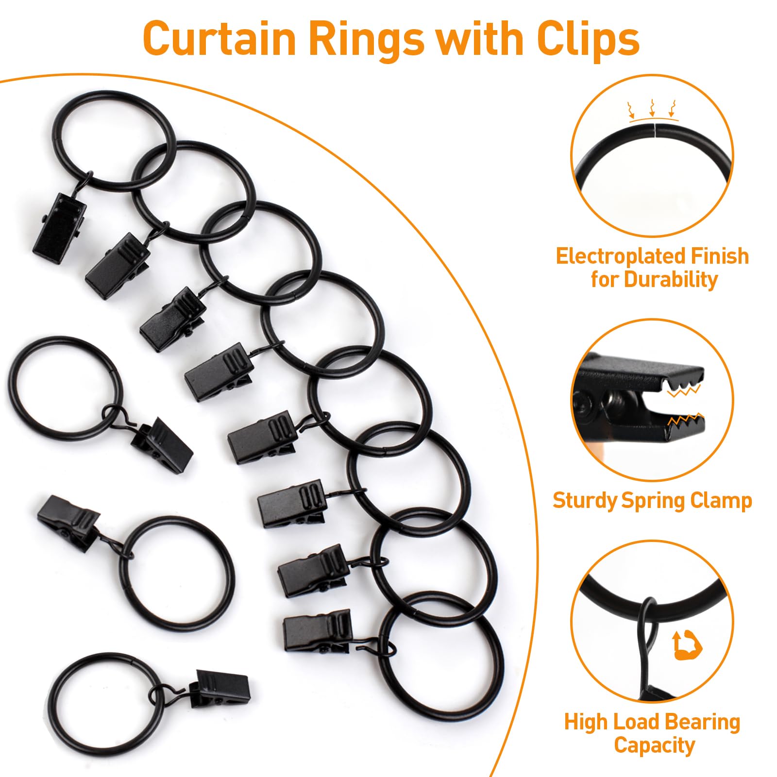 Curtain Rings with Clips for Drapes