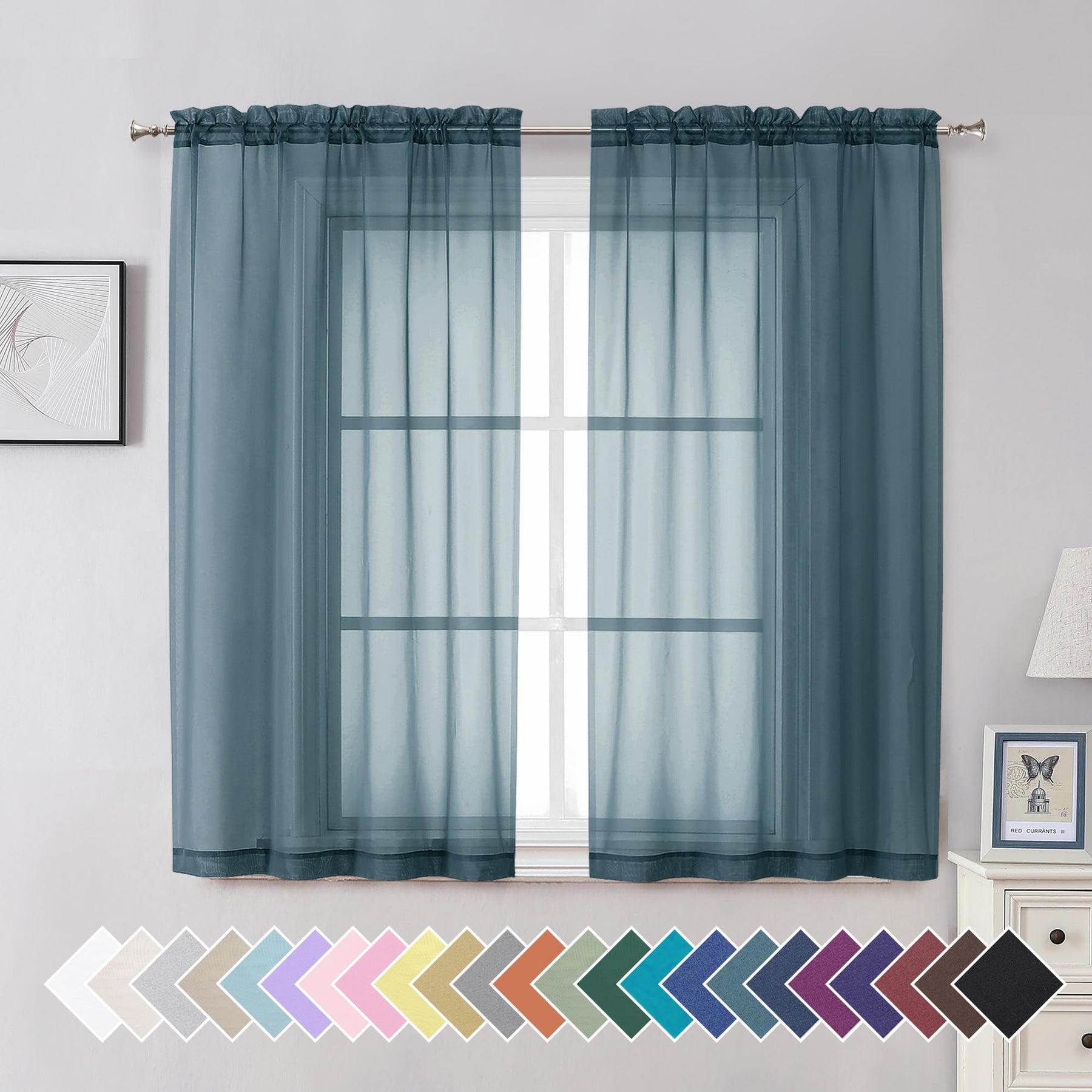 Airy Sheer Voile Curtains Set for Living Room & Bedroom