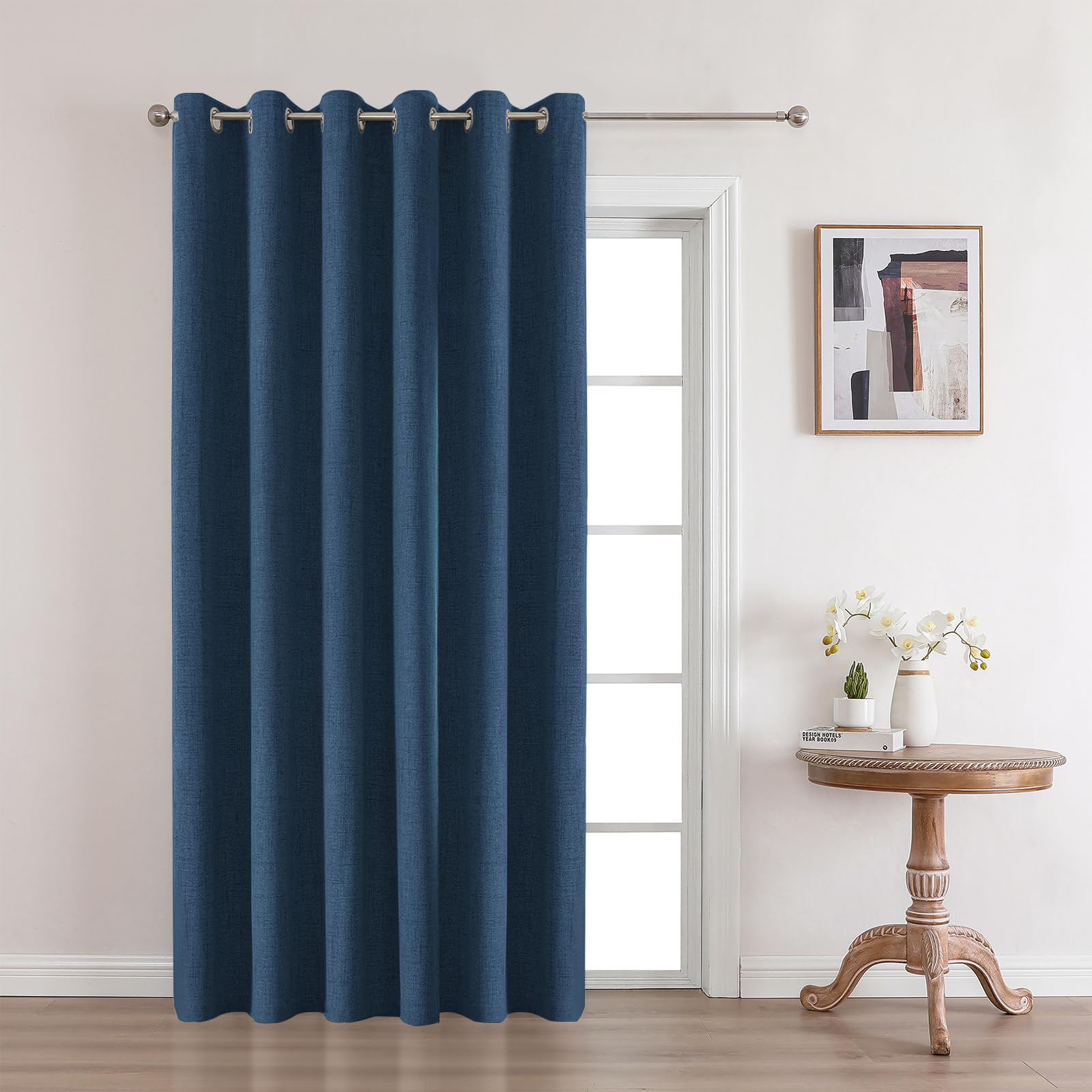 Joydeco 52 Inch Wide Bedroom 100% Faxu Linen Textured Privacy Curtains