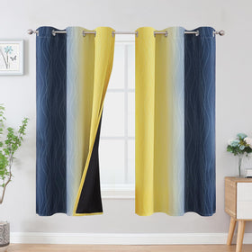 Estelar Textiler Ombre Blackout Curtains for Bedroom 2 Panels Set