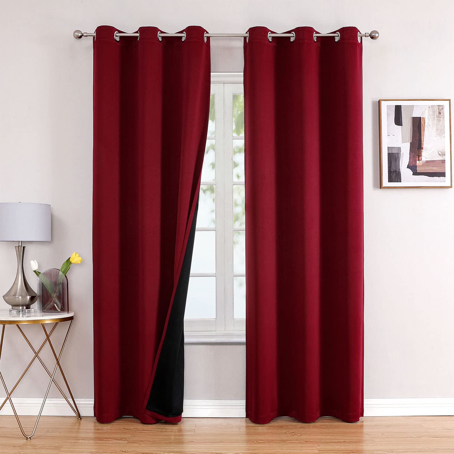 100% Blackout Thermal Insulated Grommet Curtains Set