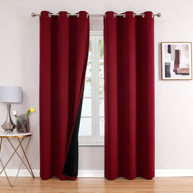 100% Blackout Thermal Insulated Grommet Curtains Set