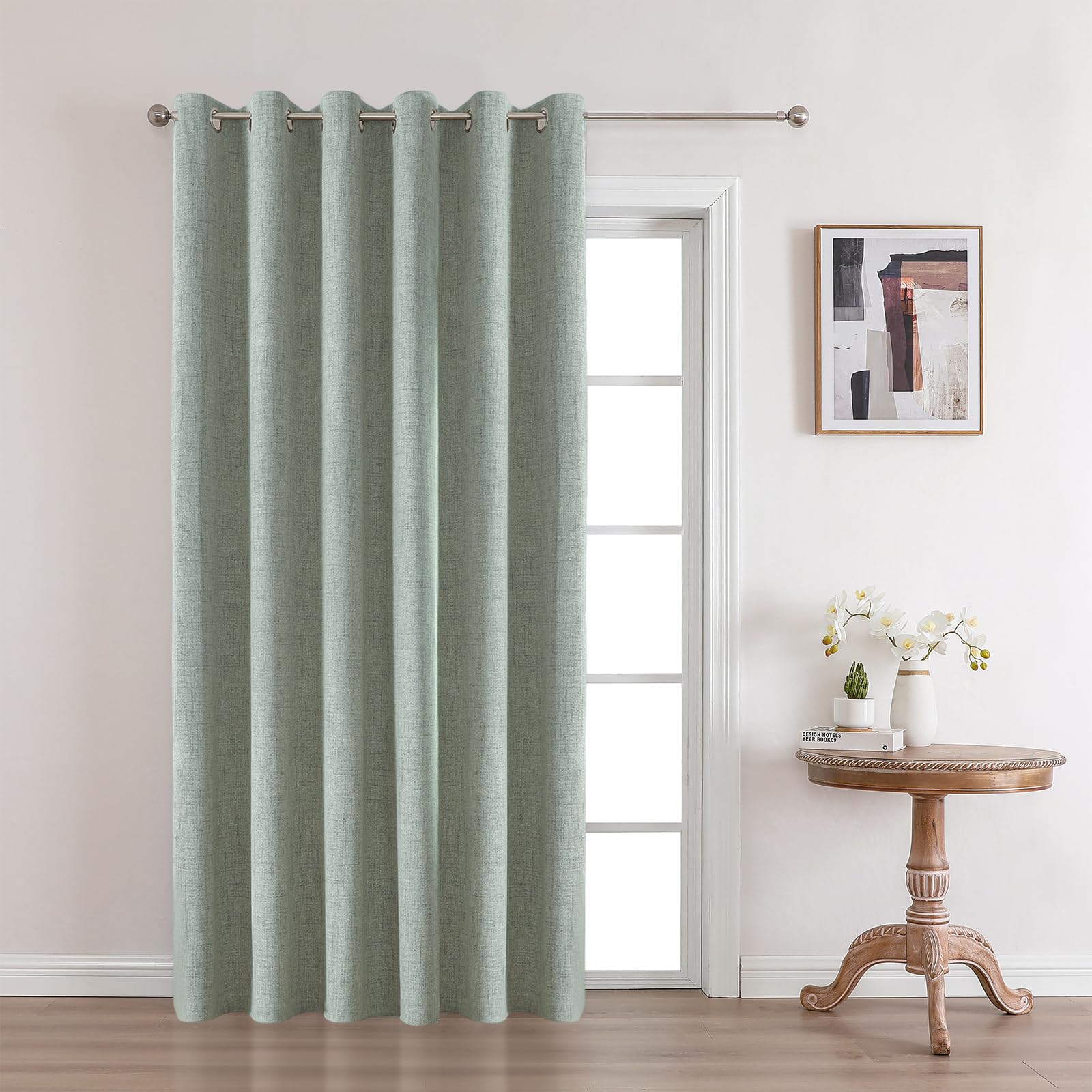 Joydeco 52 Inch Wide Bedroom 100% Faxu Linen Textured Privacy Curtains