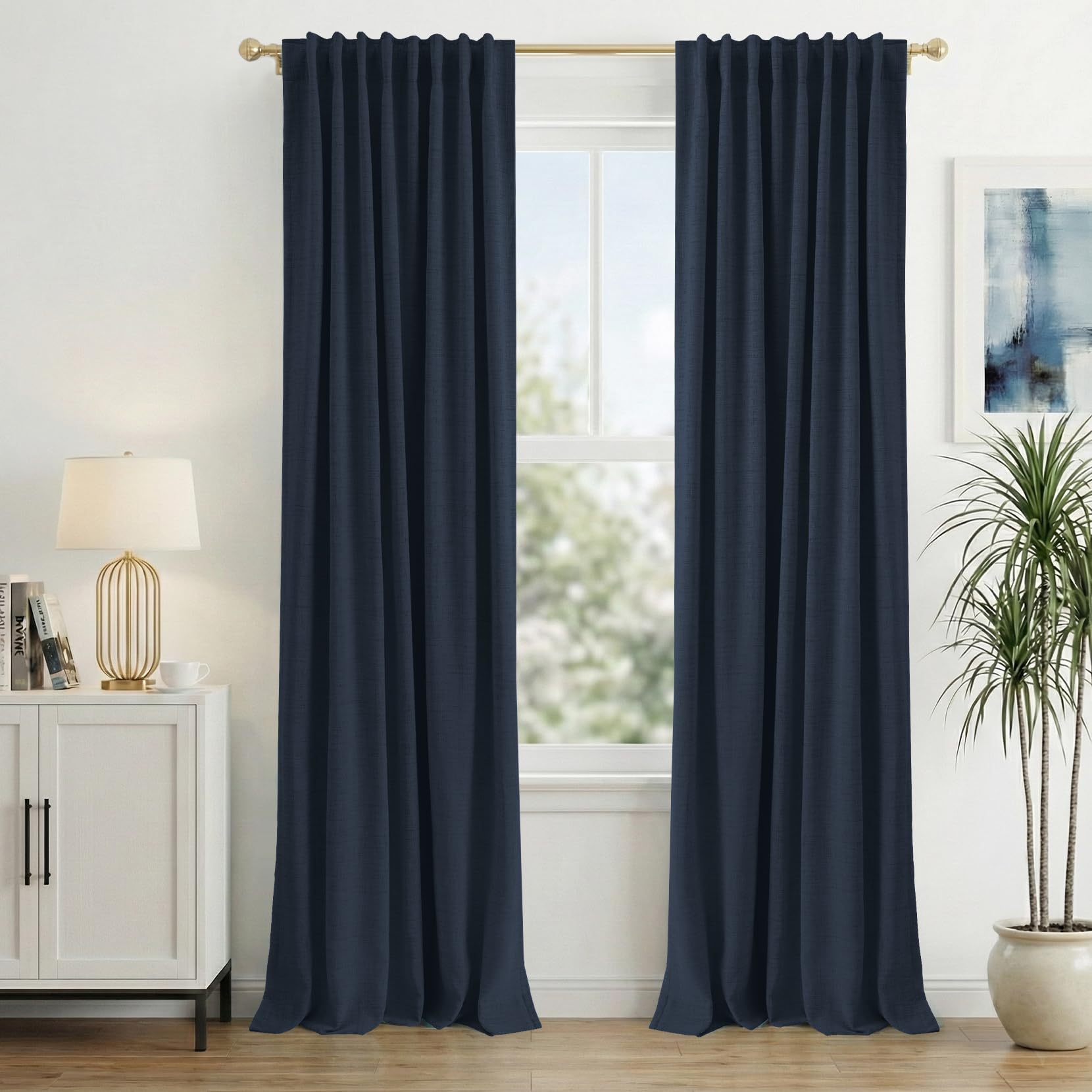 100% Blackout Linen Curtains for Bedroom