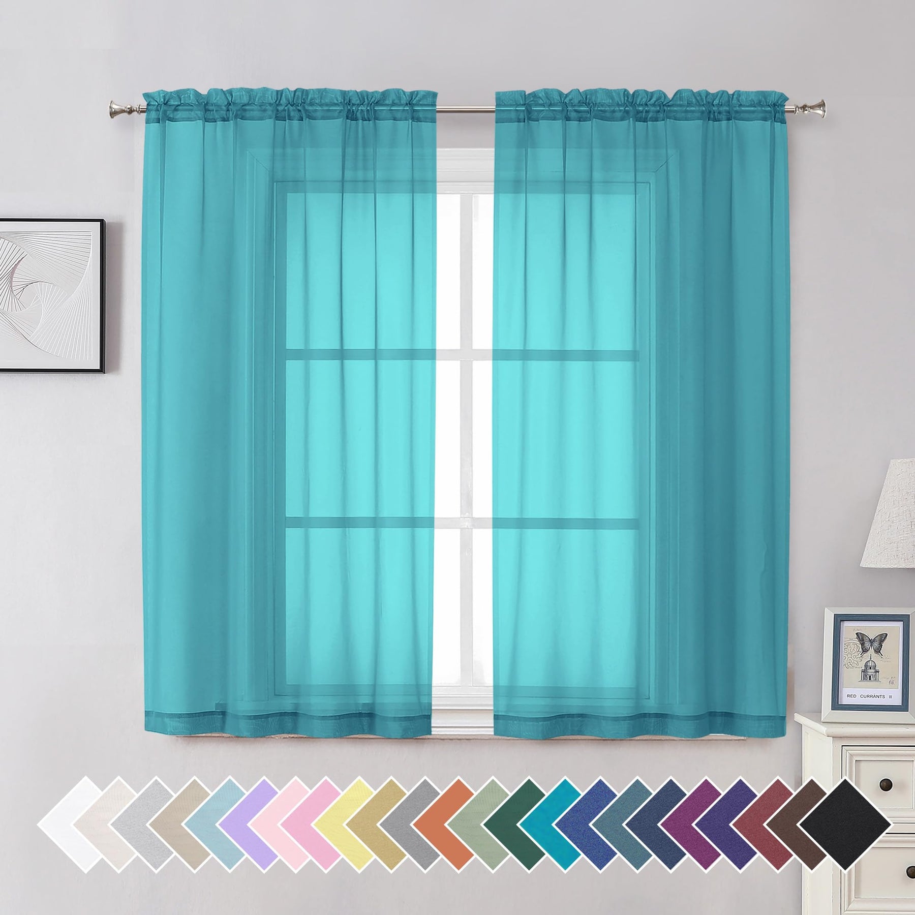 Airy Sheer Voile Curtains Set for Living Room & Bedroom