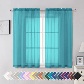 Airy Sheer Voile Curtains Set for Living Room & Bedroom