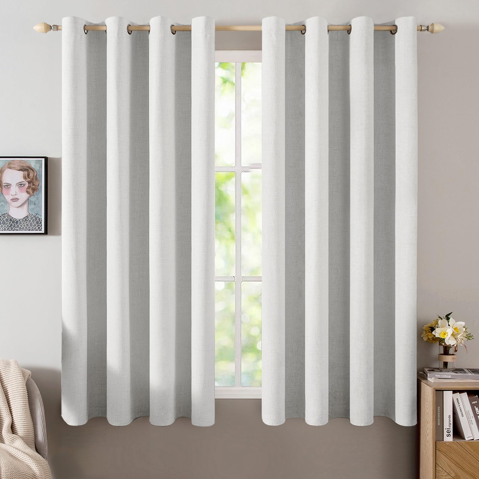 100% Blackout Linen Curtains for Bedroom & Living Room