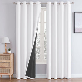 100% Blackout Thermal Insulated Grommet Curtains Set