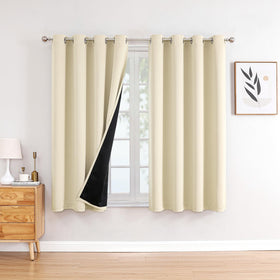 100% Blackout Thermal Insulated Grommet Curtains Set