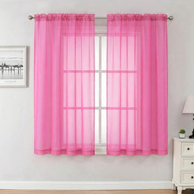 Airy Sheer Voile Curtains Set for Living Room & Bedroom