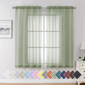 Airy Sheer Voile Curtains Set for Living Room & Bedroom