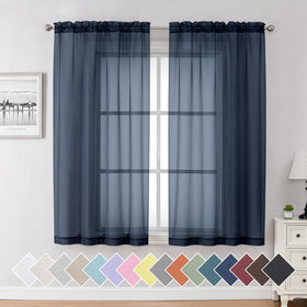 Airy Sheer Voile Curtains Set for Living Room & Bedroom