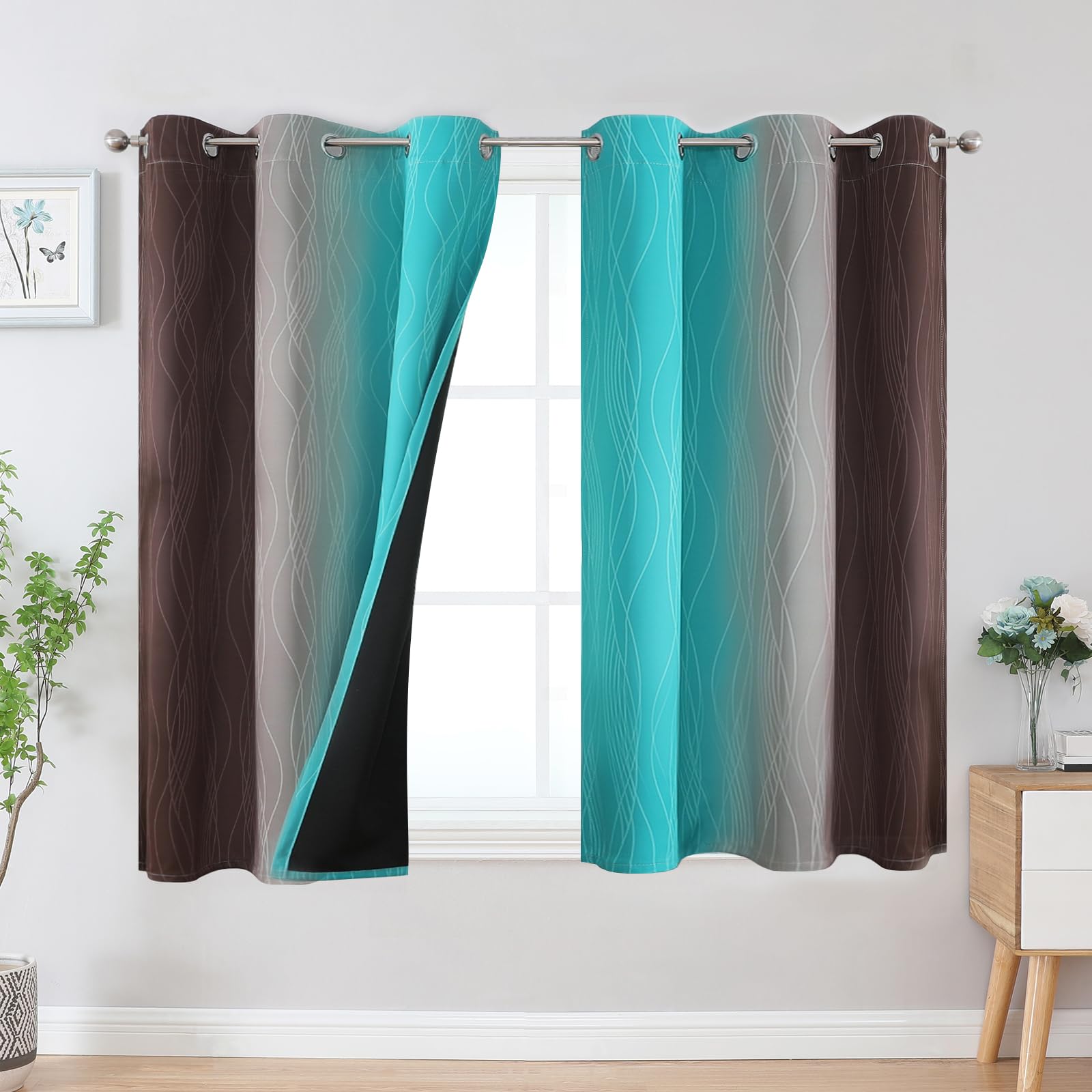 Estelar Textiler Ombre Blackout Curtains for Bedroom 2 Panels Set