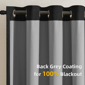 Full Blackout Faux Linen Grommet Curtains