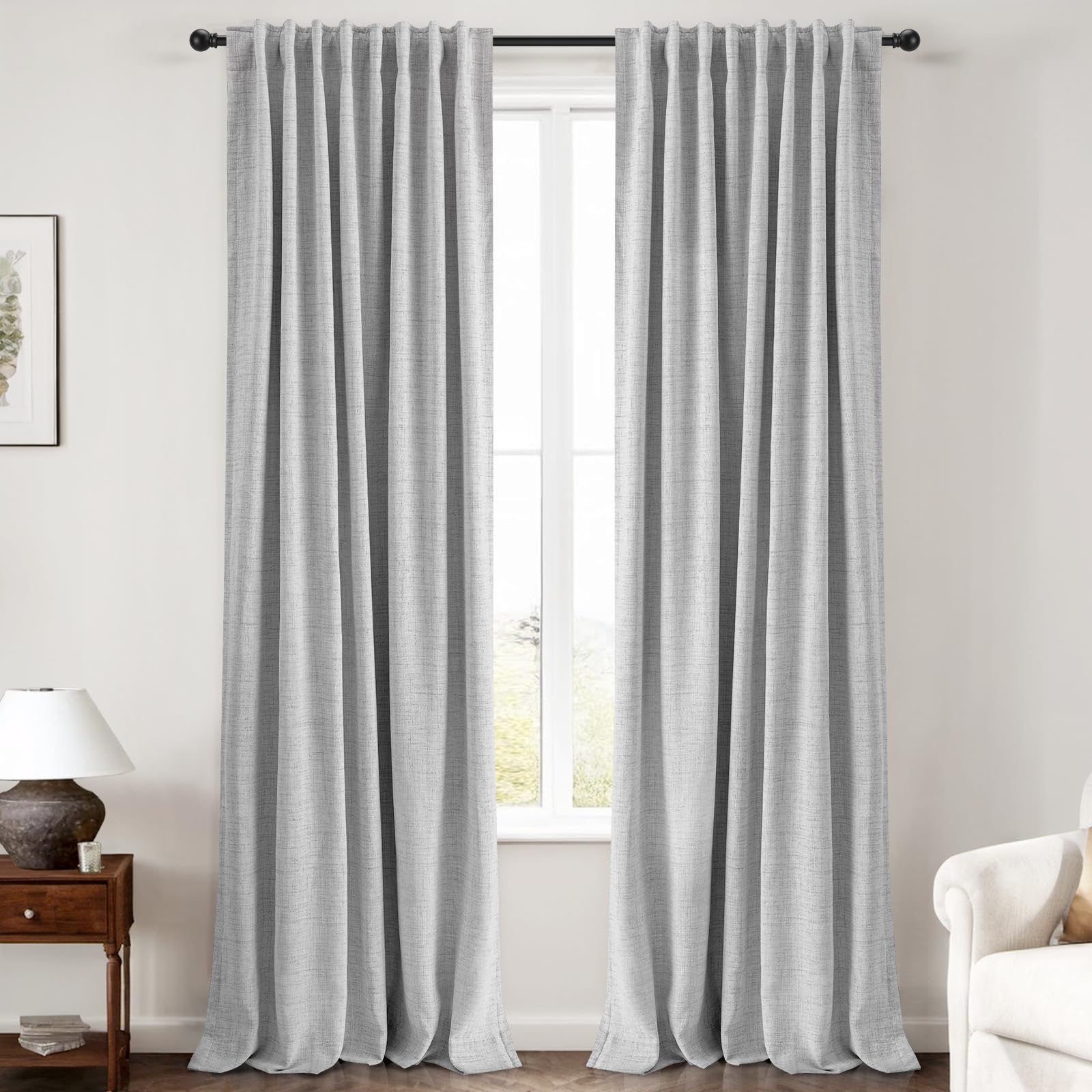 100% Blackout Linen Curtains for Bedroom