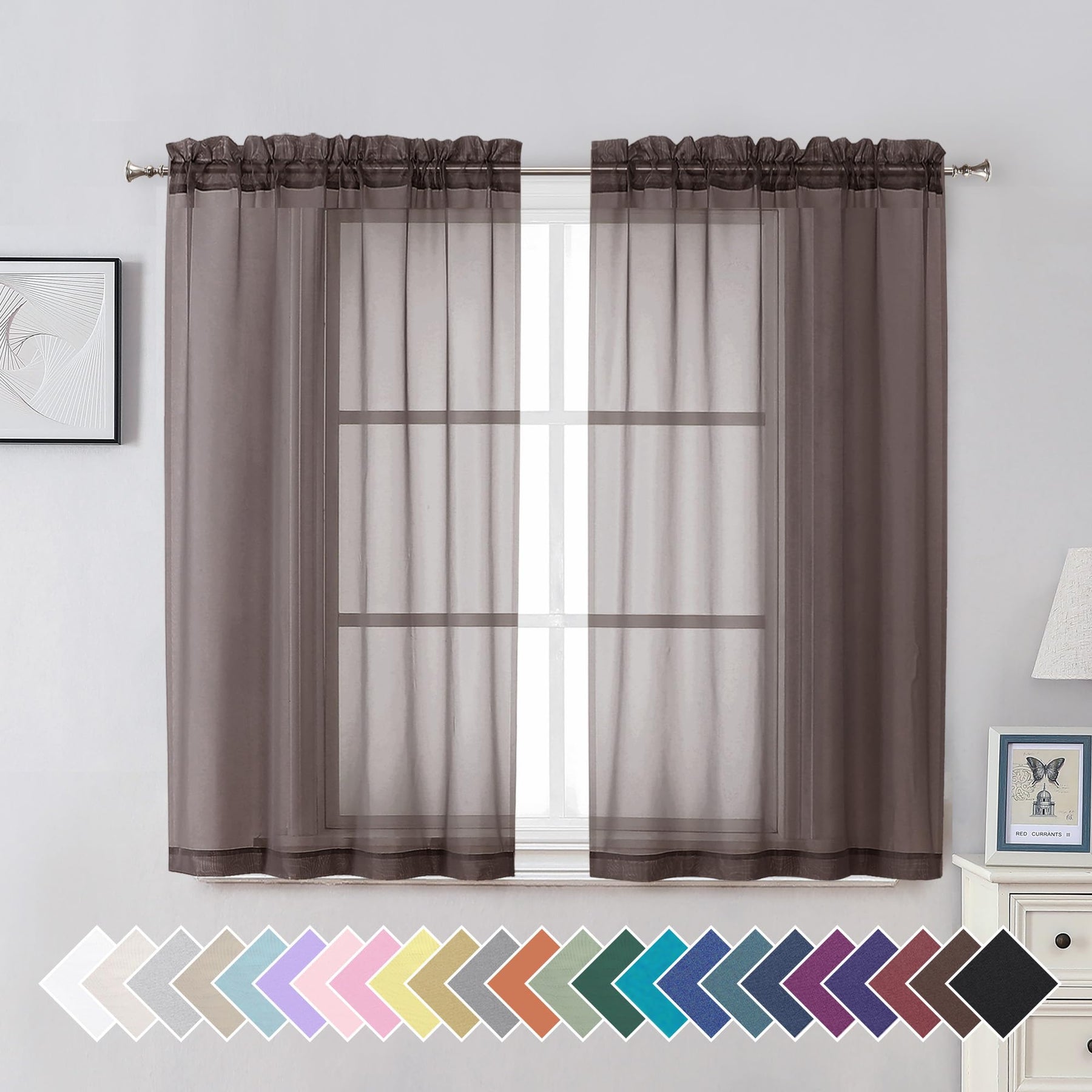 Airy Sheer Voile Curtains Set for Living Room & Bedroom