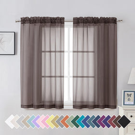 Airy Sheer Voile Curtains Set for Living Room & Bedroom
