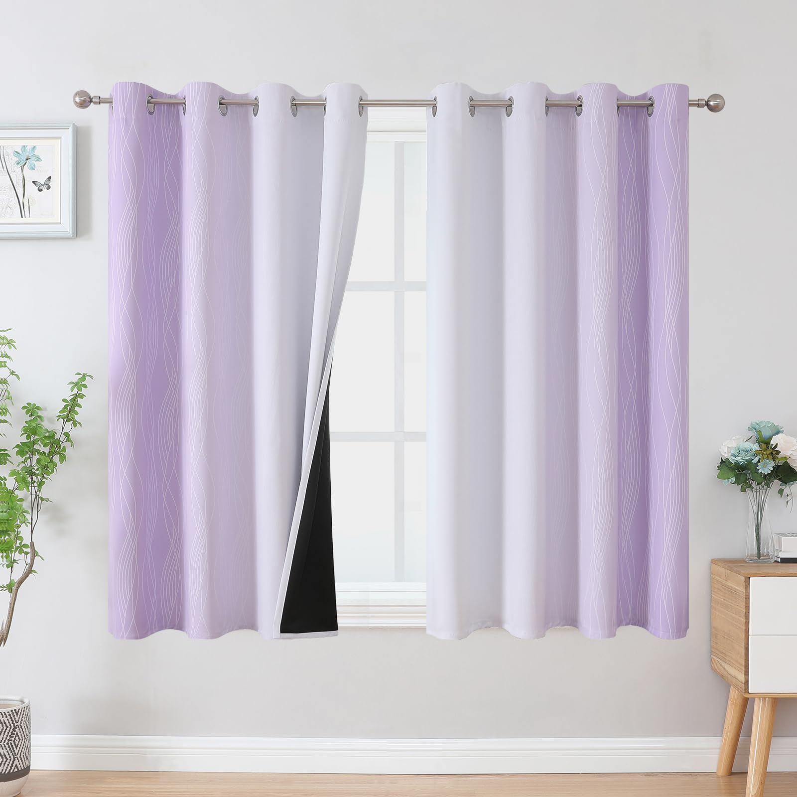 Estelar Textiler Ombre Blackout Curtains for Bedroom 2 Panels Set