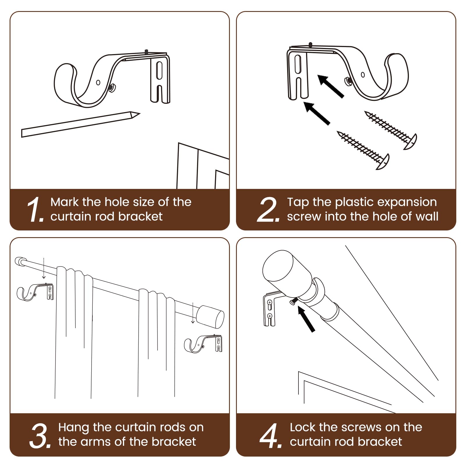 Adjustable Black Curtain Rod Set