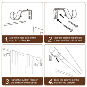 Adjustable Black Curtain Rod Set