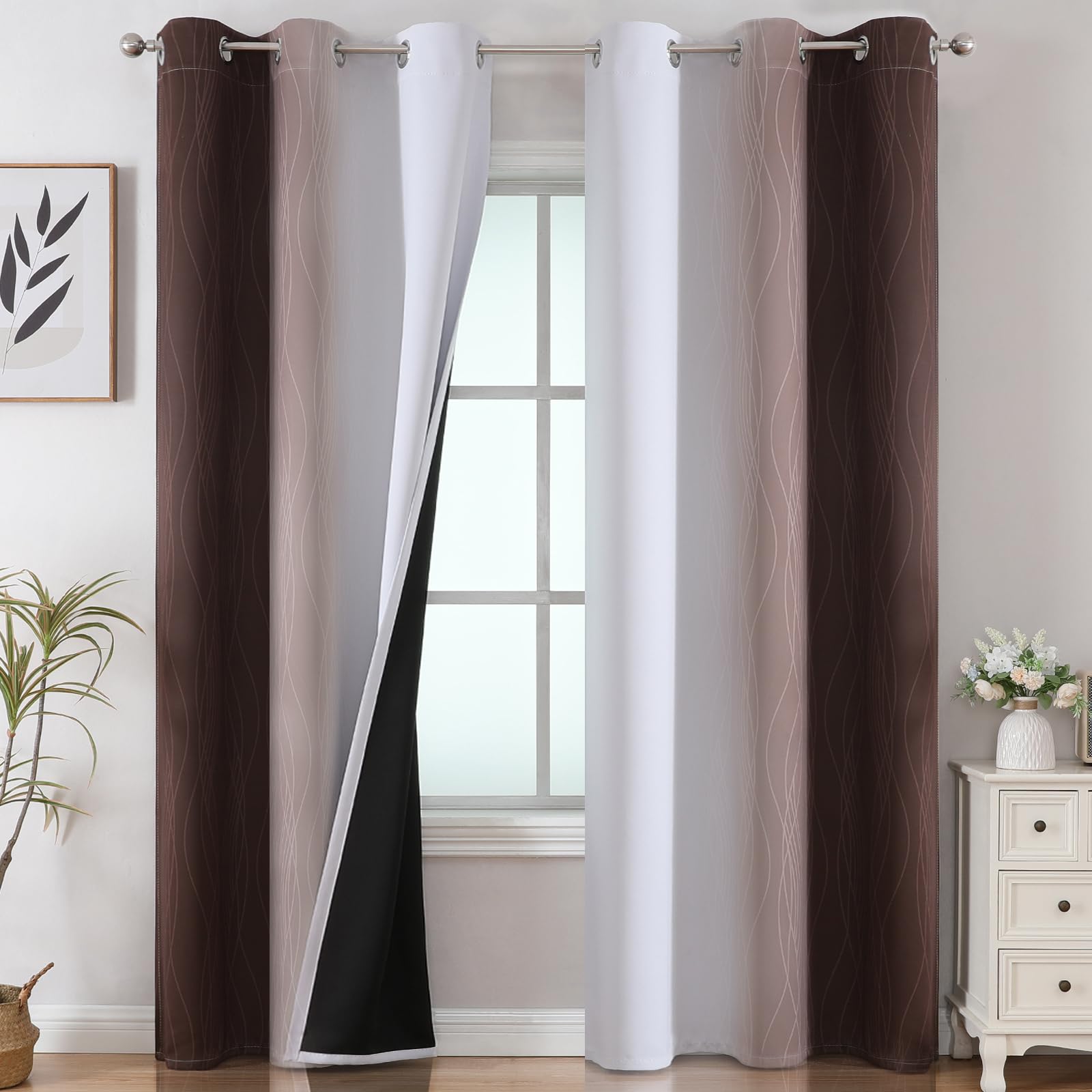 Estelar Textiler Ombre Blackout Curtains for Bedroom 2 Panels Set