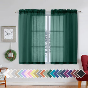Airy Sheer Voile Curtains Set for Living Room & Bedroom