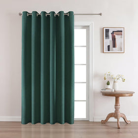 Full Blackout Faux Linen Grommet Curtains