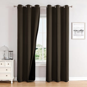 100% Blackout Thermal Insulated Grommet Curtains Set