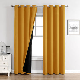 100% Blackout Thermal Insulated Grommet Curtains Set