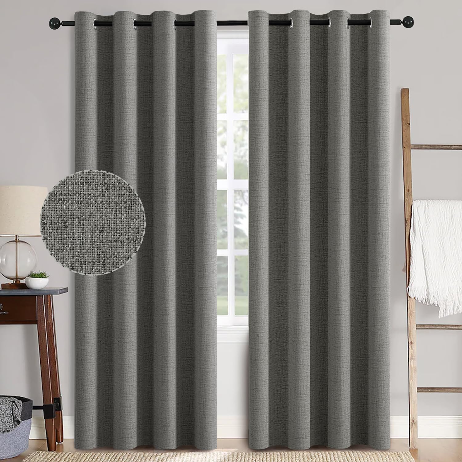 100% Blackout Linen Curtains for Bedroom & Living Room