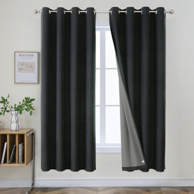 Joydeco 52 Inch Wide Bedroom 100% Faxu Linen Textured Privacy Curtains