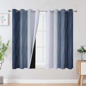 Estelar Textiler Ombre Blackout Curtains for Bedroom 2 Panels Set